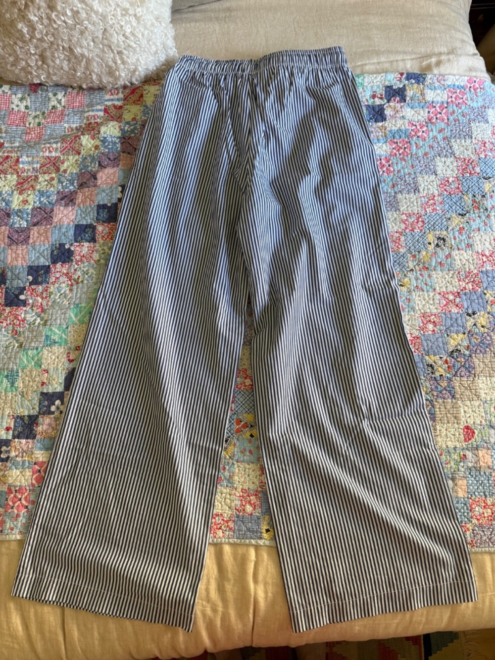 Donni Cotton Poplin Drawstring Striped Pants - Picture 5 of 7